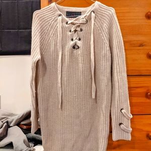 Lace Front Sweater Dress